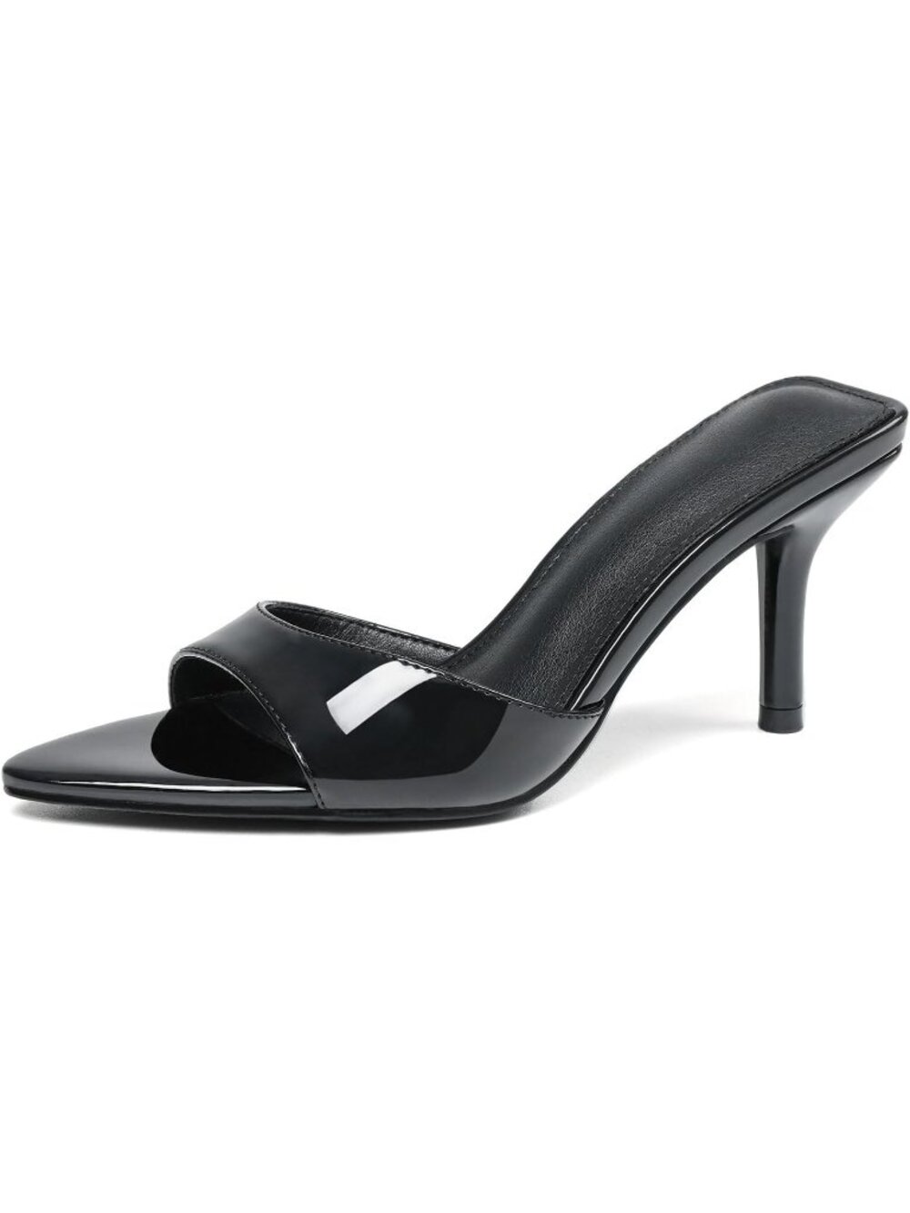 Women's Black Summer Pointed Open Peep Toe Backless Stiletto Slingback High Heel